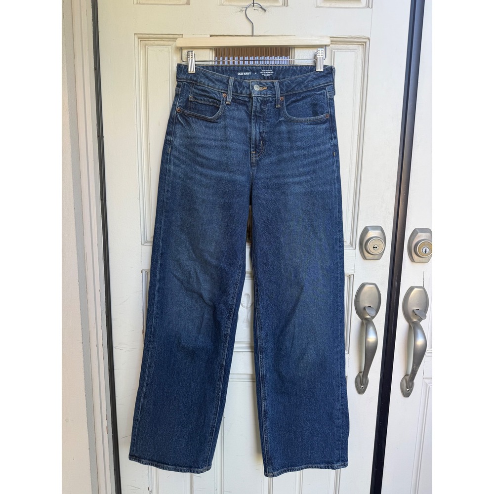 Old Navy Extra High Rise Sky-Hi Wide Leg Dark Wash Denim Jeans Size 4